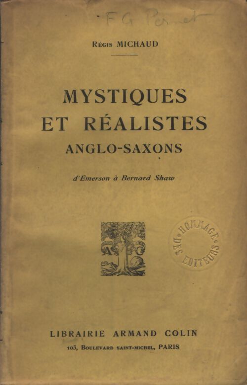 Mystiques et réalistes anglo-saxons - Régis Michaud - Livre