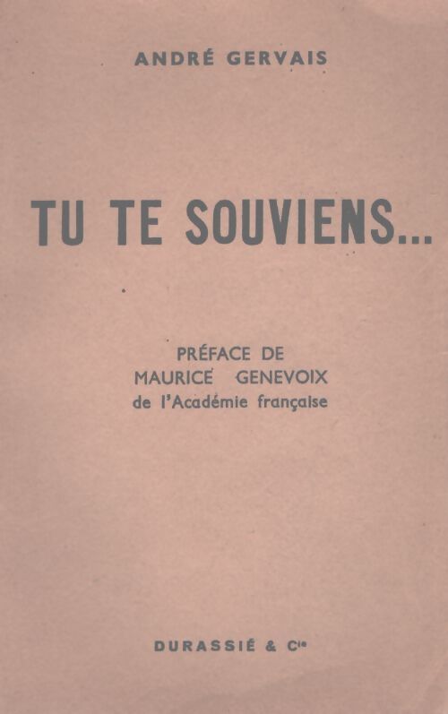 Tu te souviens - André Gervais - Livre