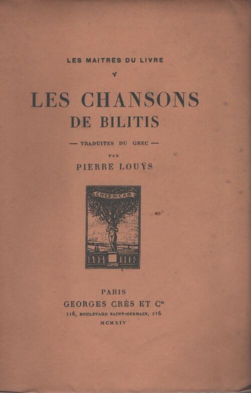 Les chansons de Bilitis - Pierre Louÿs - Livre