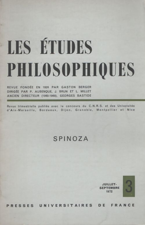 Les études philosophiques n°3 1972 - Collectif - Livre