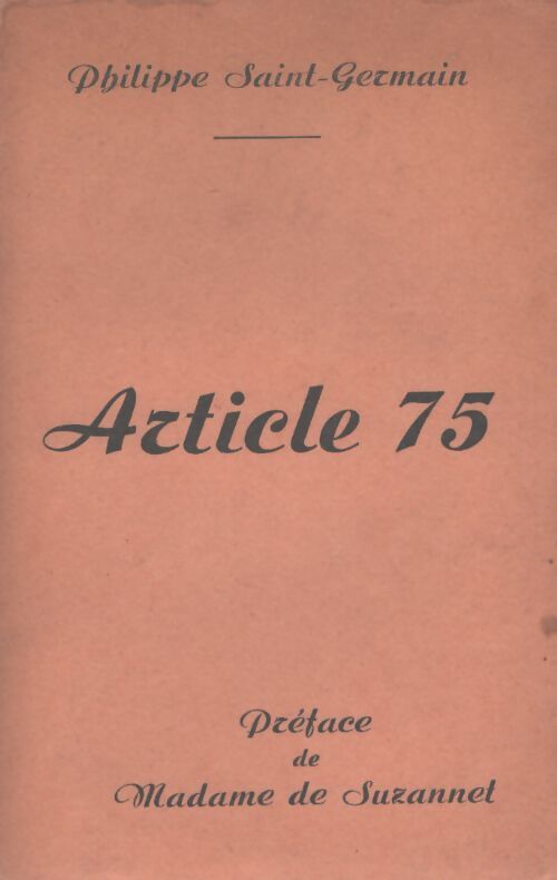 Article 75 - Philippe Saint Germain - Livre