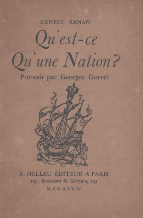 Qu'est-ce qu'une nation? - Ernest Renan - Livre