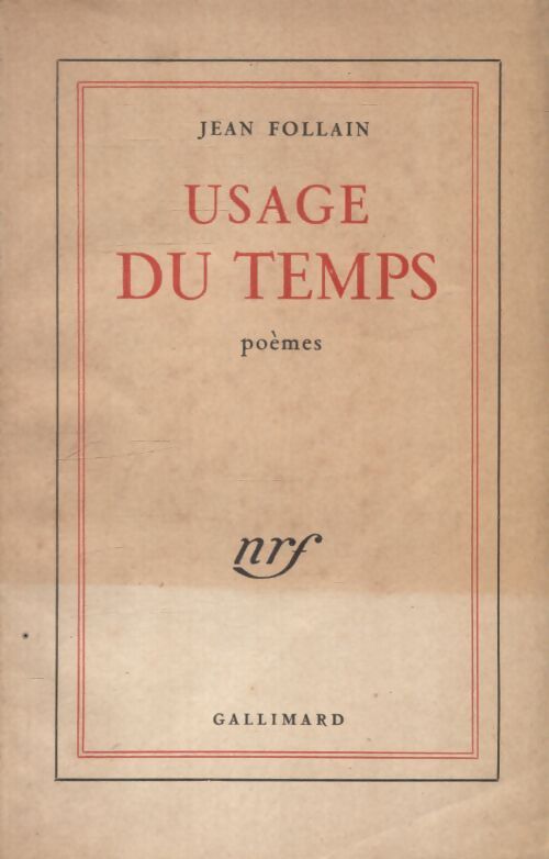 Usage du temps - Jean Follain - Livre