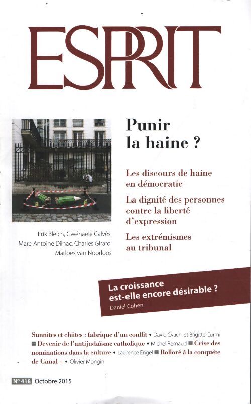 Esprit - punir la haine : Octobre 2015 - Collectif - Livre