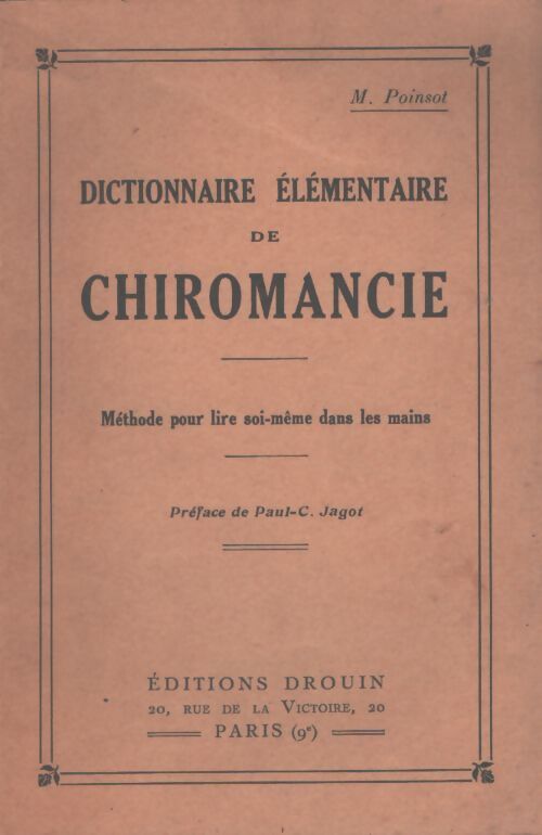 Dictionnaire élémentaire de chiromancie - Marion Poinsot - Livre