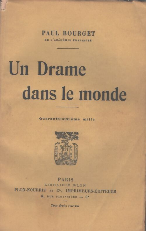 Un drame dans le monde - Paul Bourget - Livre