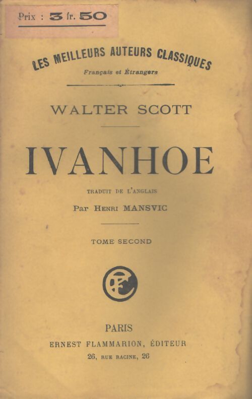 Ivanhoé Tome II - Walter Scott - Livre