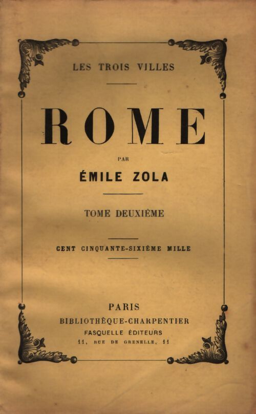 Rome Tome II - Emile Zola - Livre