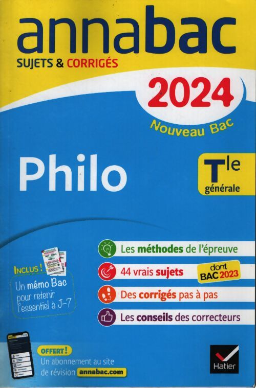 Annales du bac annabac 2024 philo terminale générale - Johnny Brousmiche - Livre