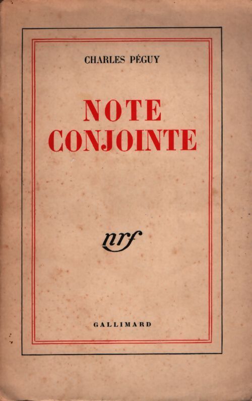 Note conjointe - Charles Péguy - Livre