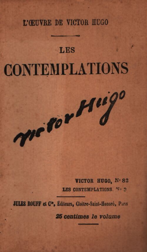 Les contemplations Tome III - Victor Hugo - Livre