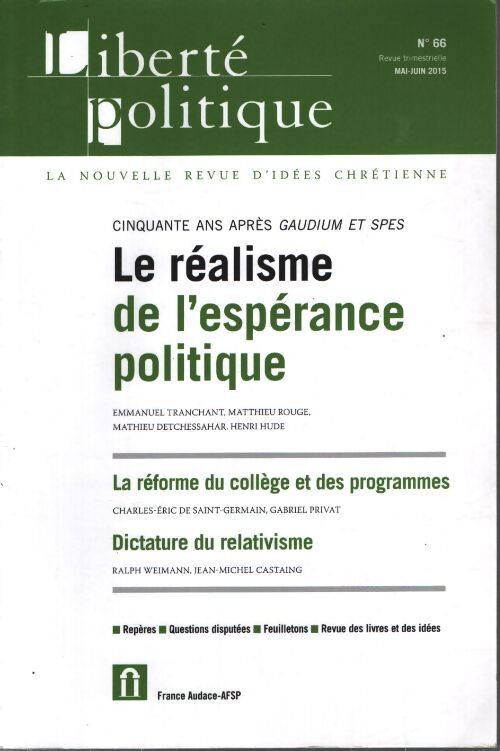 Liberté politique n°66 mai-juin 2015 - Collectif - Livre