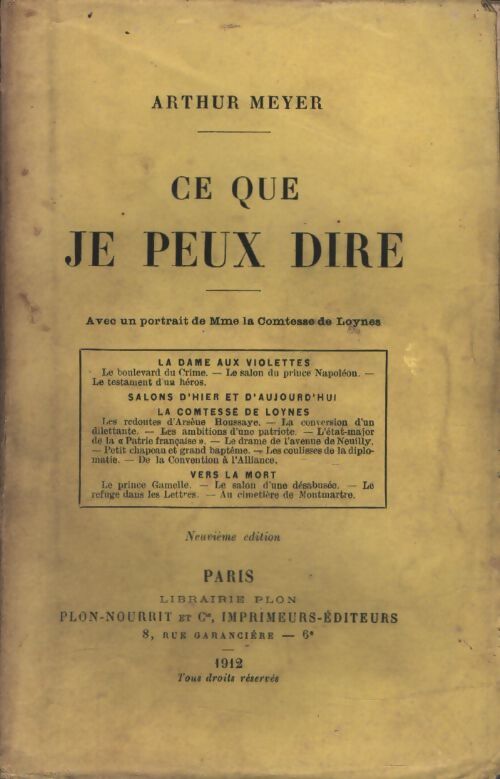 Ce que je peux dire - Arthur Meyer - Livre