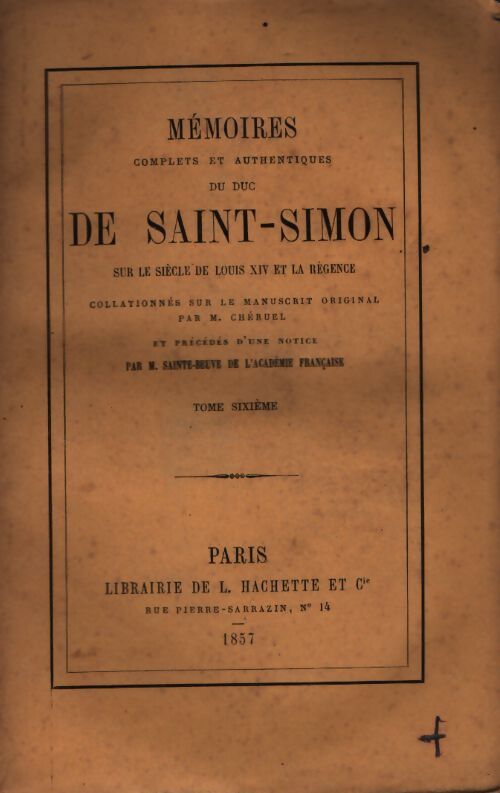 Mémoires de Saint-Simon Tome VI - Saint-Simon - Livre