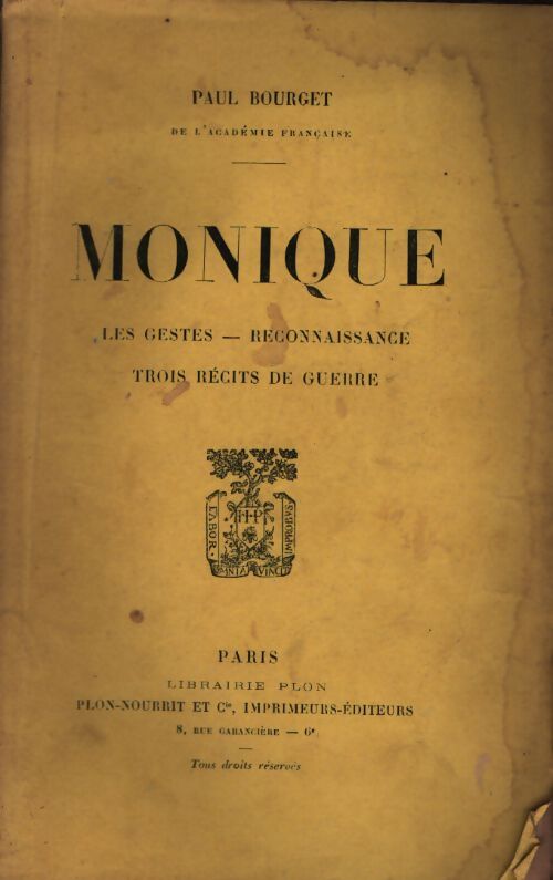Monique - Paul Bourget - Livre