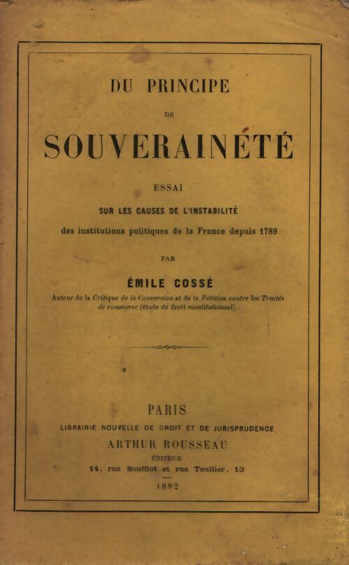 Du principe de souveraineté - Émile Cossé - Livre