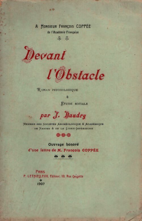 Devant l'obstacle - François Coppée - Livre