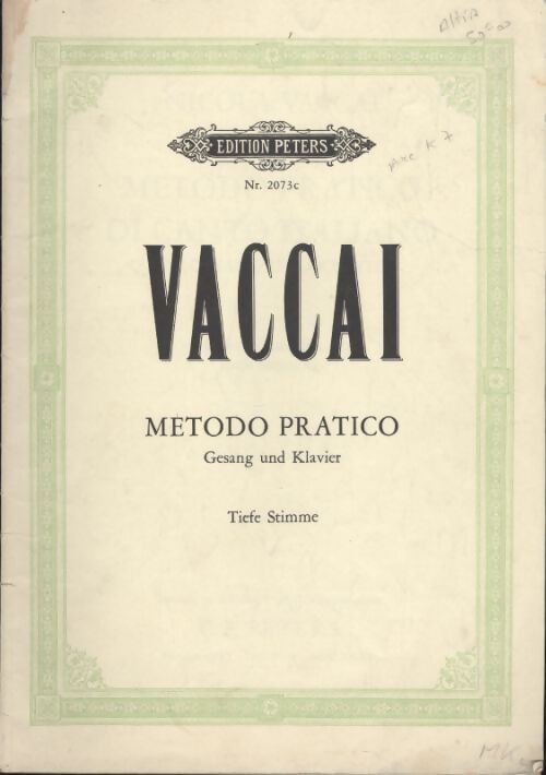 Vaccai : Metodo pratico. Gesang und Klavier - Vaccai - Livre