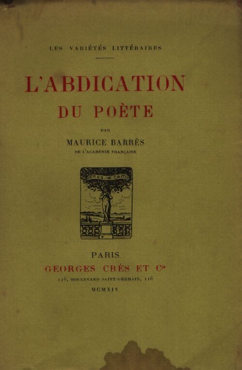 L'abdication du poète - Maurice Barrès - Livre