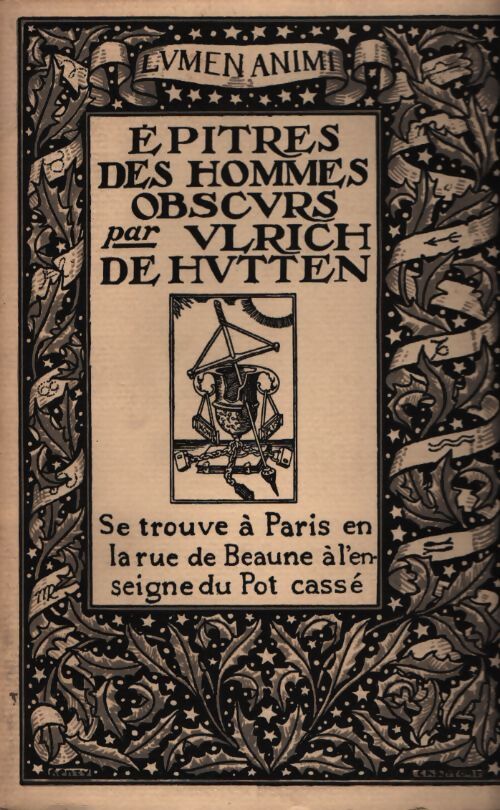 Épitres des hommes obscurs Tome I - Ulric Von Hutten - Livre