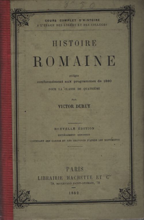 Histoire romaine classe de quatrième - Victor Duruy - Livre