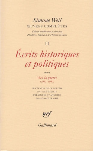 ?uvres complètes : Écrits historiques et politiques 3 - Simone Weil - Livre