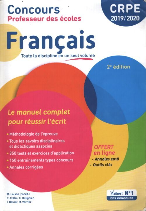 Concours professeur des écoles - français - le manuel complet pour réussir l'écrit : CRPE 2019-2020 - Clarisse Coffin - Livre