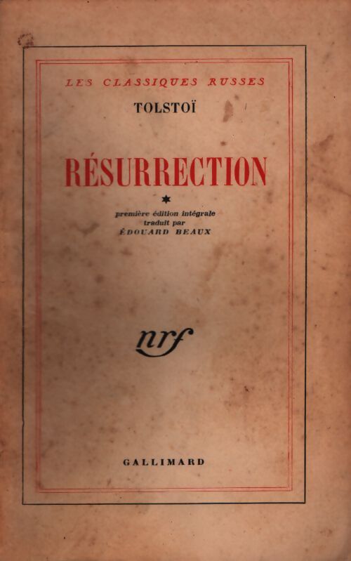Résurrection Tome I - Comte Léon L. Tolstoï - Livre