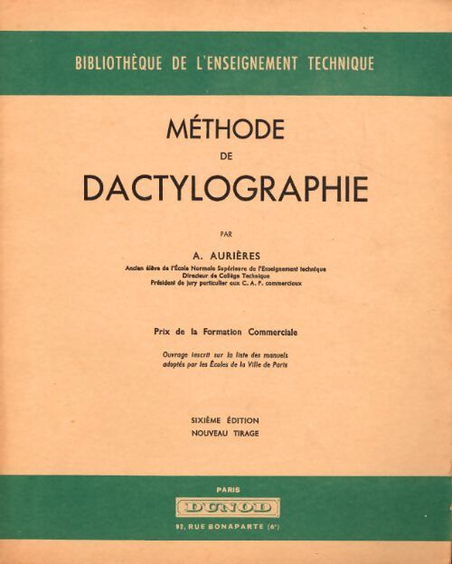 Méthode de dactylographie - Albert Aurières - Livre