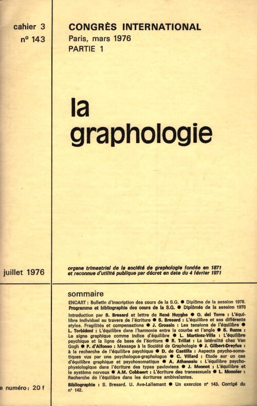La graphologie n°143 cahier 3 - Collectif - Livre