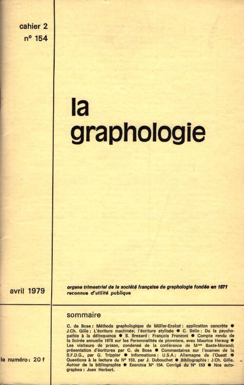 La graphologie n°154 cahier 2 - Collectif - Livre