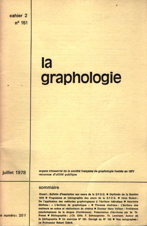 La graphologie n°151 cahier 2 - Collectif - Livre