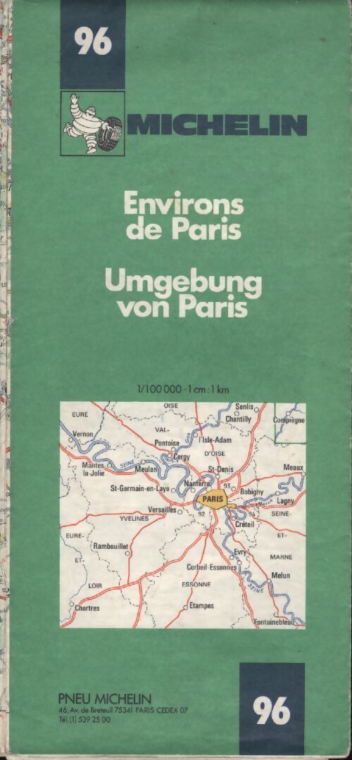 Carte Michelin n°96 au 1/100 000e : Environs de paris 1958. - Collectif - Livre