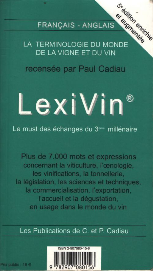 Lexivin - lexiwine - Paul Cadiau - Livre