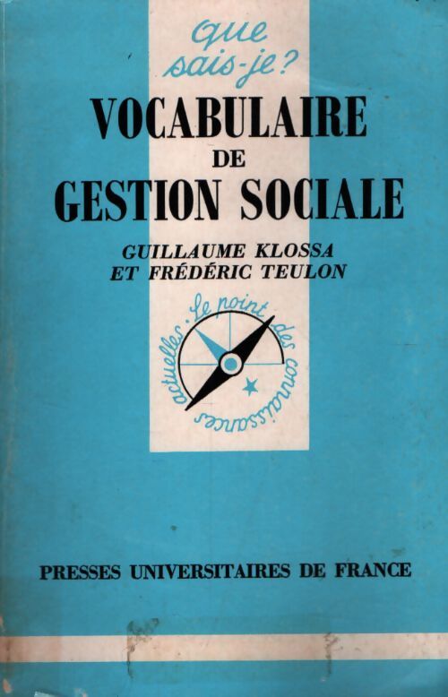 Vocabulaire de gestion sociale - Guillaume Klossa - Livre