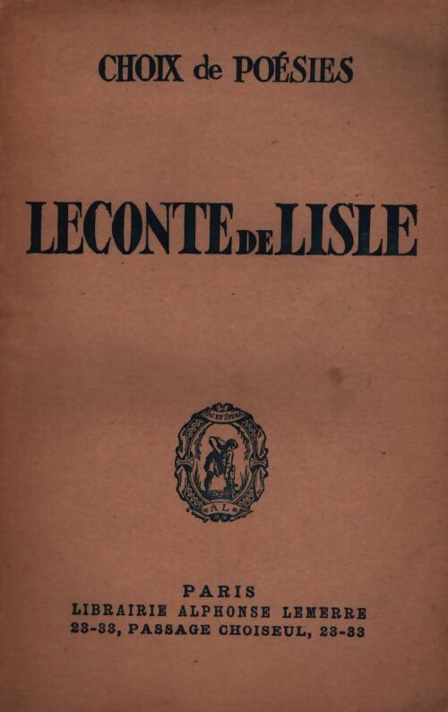Choix de poésie - Leconte De Lisle - Livre