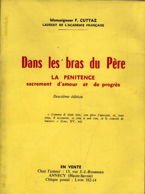 Dans les bras du père - F Cuttaz - Livre
