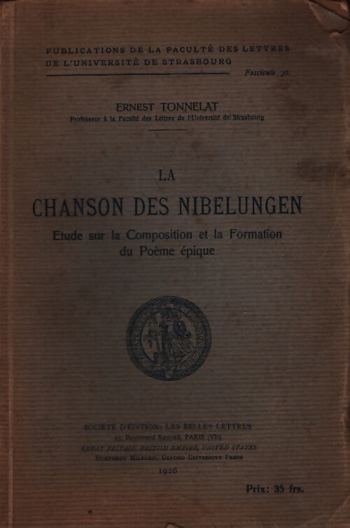 La chanson des Nibelungen - Ernest Tonnelat - Livre