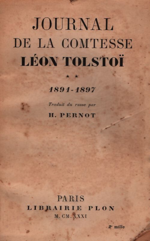 Journal de la comtesse Tome II - Léon Tolstoï - Livre