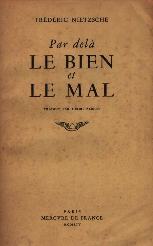 Par delà le bien et le mal - Friedrich Nietzsche - Livre