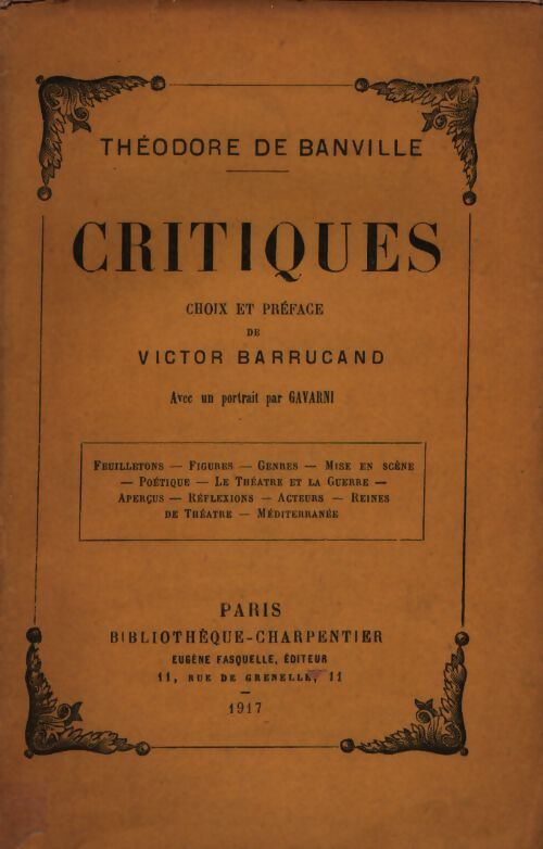 Critiques - Théodore De Banville - Livre