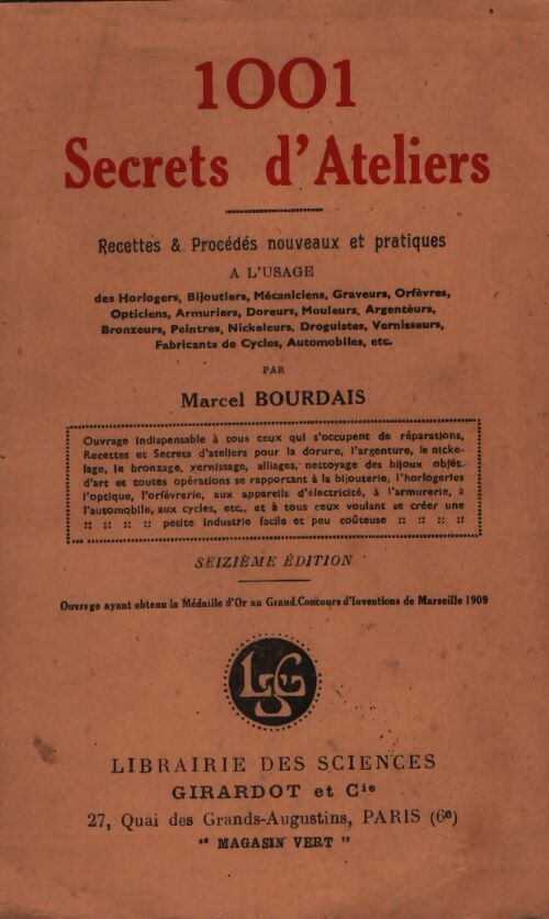 1001 secrets d'ateliers - Marcel Bourdais - Livre