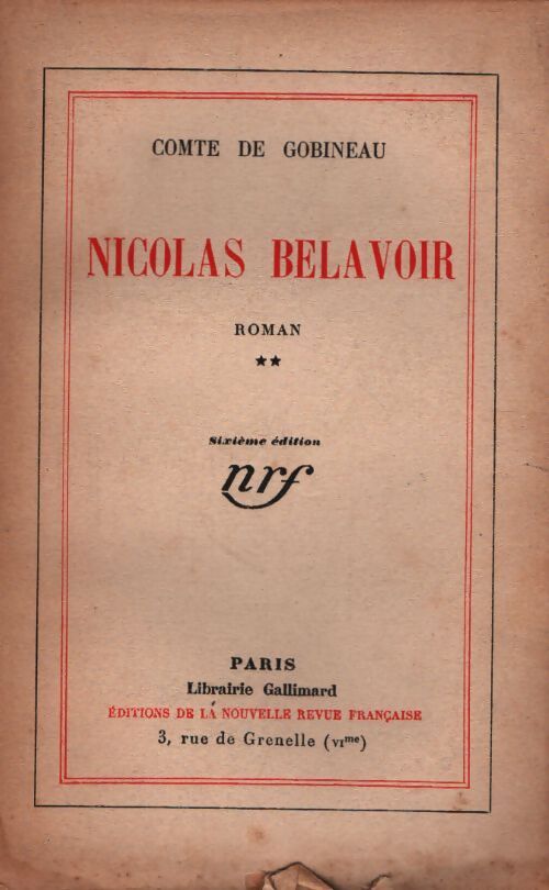 Nicolas Belavoir Tome II - Comte De Gobineau - Livre
