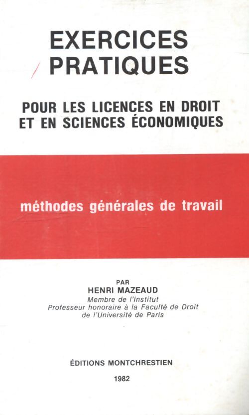 Méthodes générales de travail - Henri Mazeaud - Livre