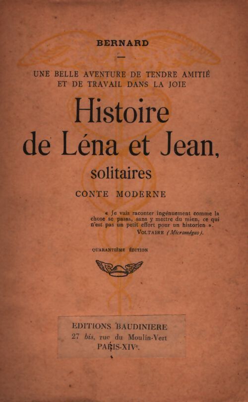 Histoire de Léna et Jean solitaires - Bernard - Livre