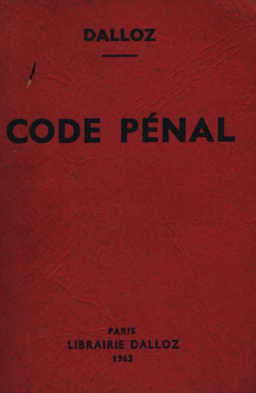 Code pénal 1963 - Collectif - Livre