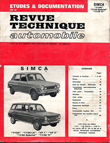 Simca 1100 / 1100 spécial / 1100 TI - Collectif - Livre