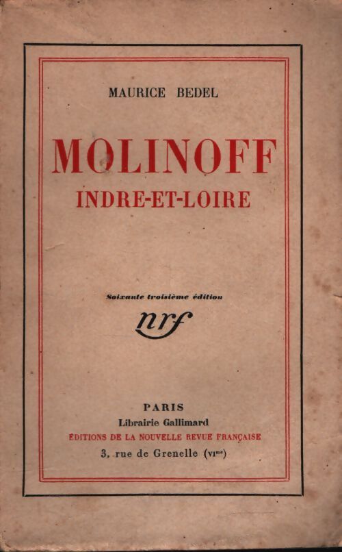 Molinoff Indre-et-Loire - Maurice Bedel - Livre