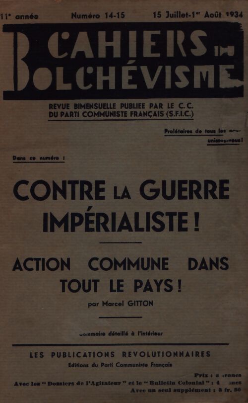 Cahiers bolchévisme n°14-15 - Collectif - Livre