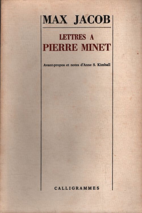 Lettres à Pierre Minet - Jeanne Nabert - Livre